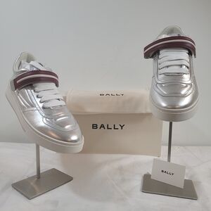Authentic Bally Mens Silver Sheepskin Leather Sneakers Size 11 US Italy $815
